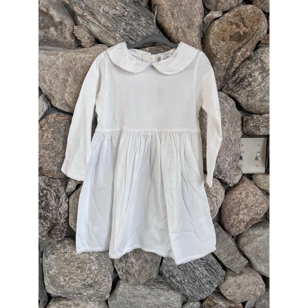 Baby Gap 3T 36m‎ 3XL White Dress Long Sleeved Embroidered Collar NWT Lace Hem